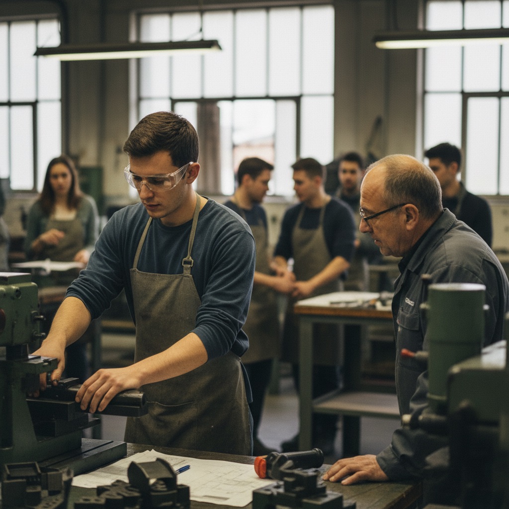 Centres de formation au travail : Des stagiaires suivent un cours pratique dans un centre de formation professionnel