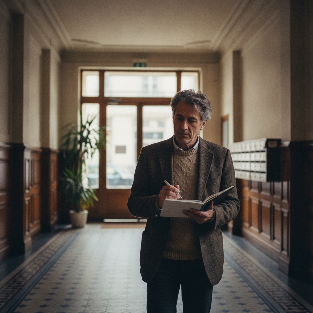 Syndics au travail : Un gestionnaire de copropriété inspecte le hall d'un immeuble avec un carnet